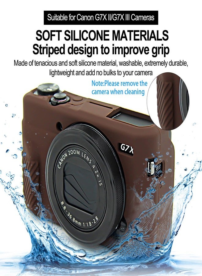 إيزي هود جراب Easy Hood G7X Mark II، جراب سيليكون لكاميرا G7X، غطاء حماية من السيليكون الناعم لكاميرا Canon Powershot G7X Mark II DSLR (لون بني فاتح) - Image 3